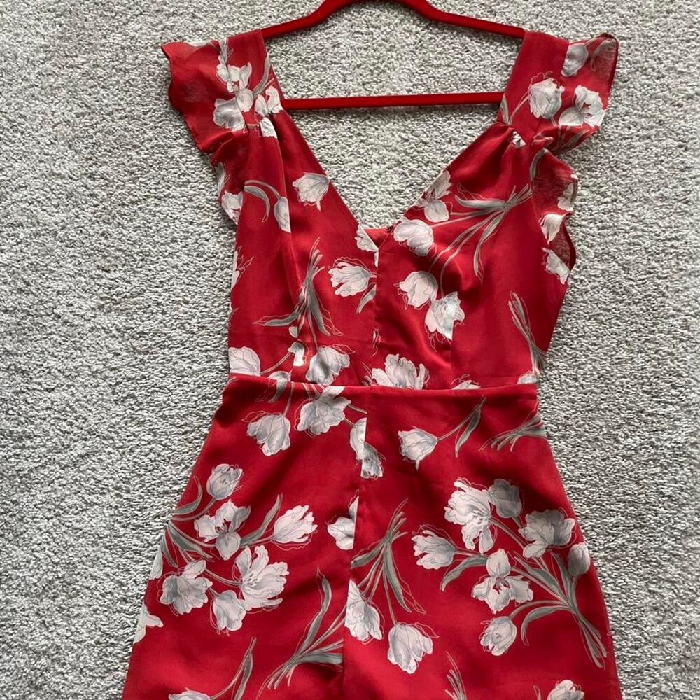 Kimchi Blue red floral romper